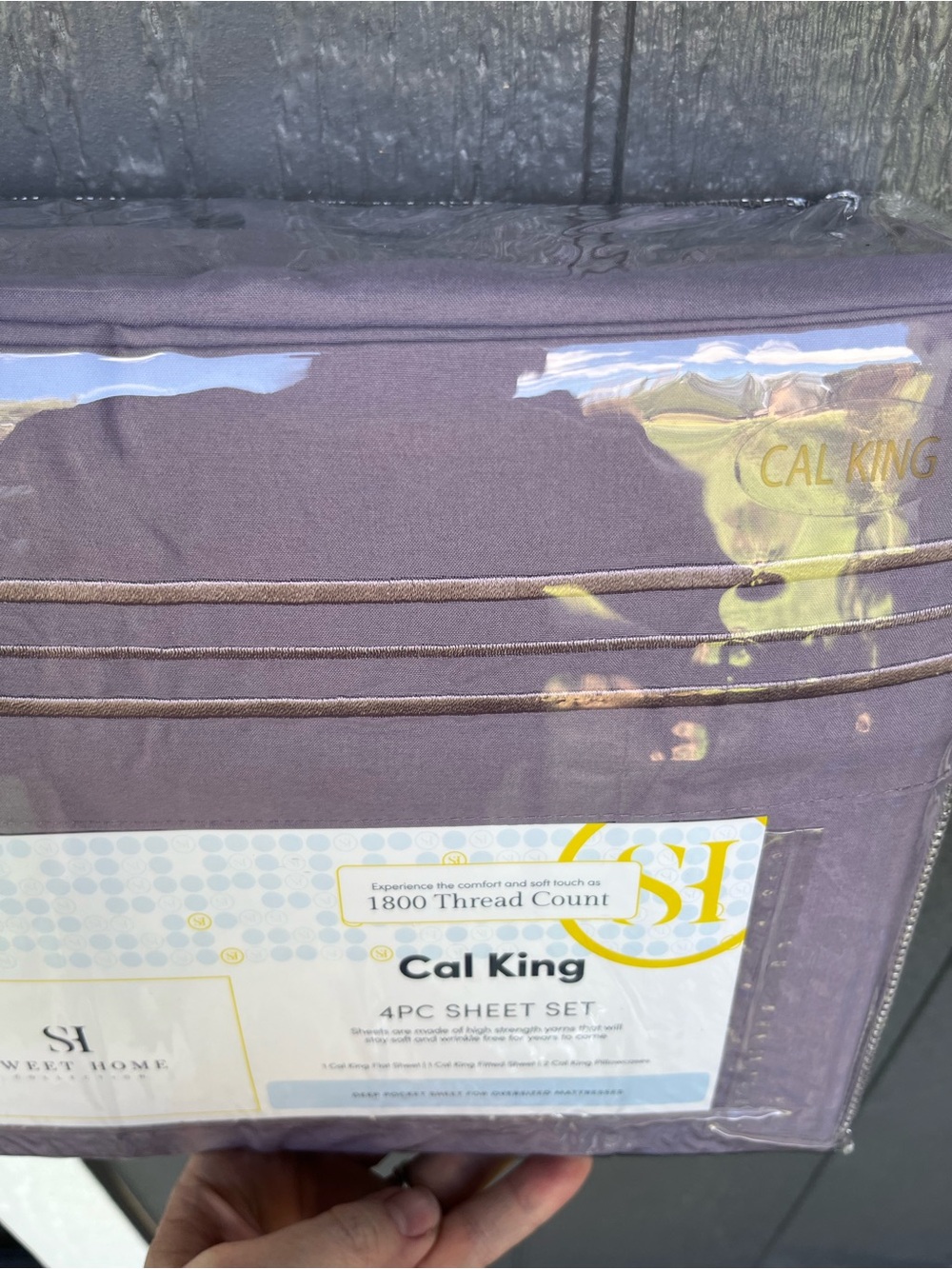 Plum / Purple Cal King Sheet Set 1800 Thread Count New - Picture 5 of 5